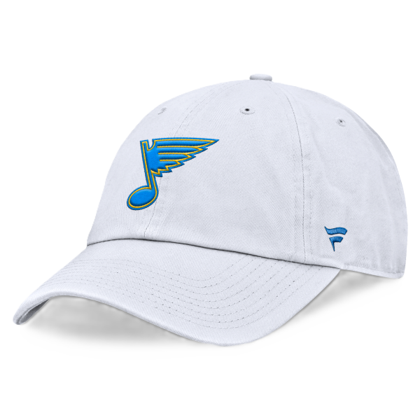 ST. LOUIS BLUES FANATICS NOTE LOGO 3D PATCH ADJUSTABLE HAT - WHITE Adjustable Cap Fanatics