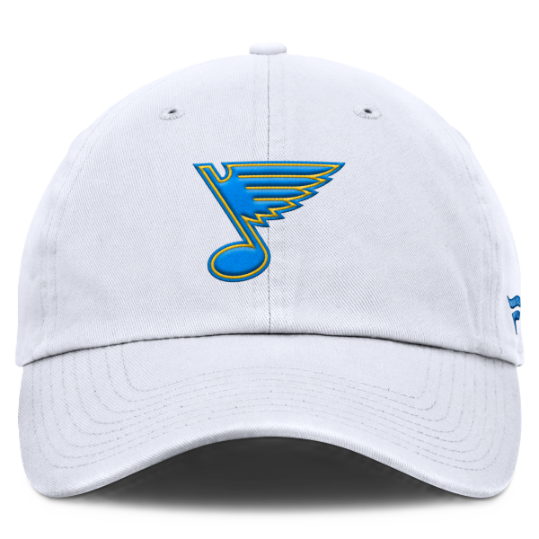 ST. LOUIS BLUES FANATICS NOTE LOGO 3D PATCH ADJUSTABLE HAT - WHITE Adjustable Cap Fanatics