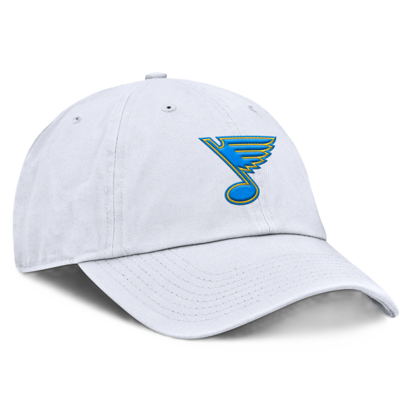 ST. LOUIS BLUES FANATICS NOTE LOGO 3D PATCH ADJUSTABLE HAT - WHITE Adjustable Cap Fanatics