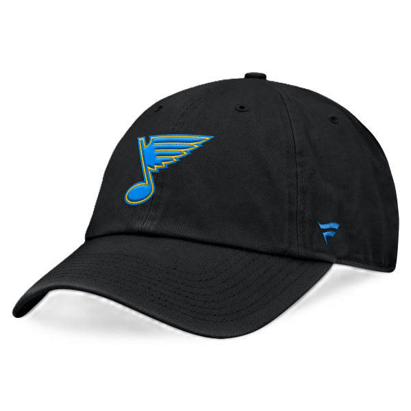 ST. LOUIS BLUES FANATICS NOTE LOGO 3D PATCH ADJUSTABLE HAT - BLACK Adjustable Cap Fanatics