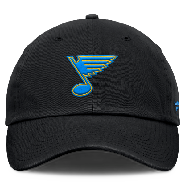 ST. LOUIS BLUES FANATICS NOTE LOGO 3D PATCH ADJUSTABLE HAT - BLACK Adjustable Cap Fanatics