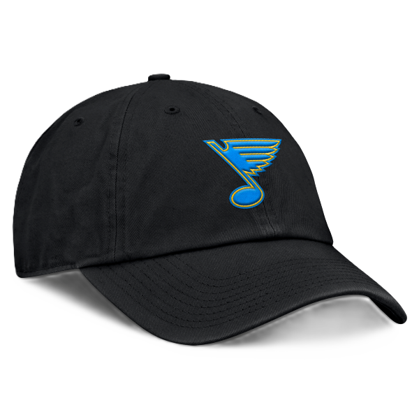ST. LOUIS BLUES FANATICS NOTE LOGO 3D PATCH ADJUSTABLE HAT - BLACK Adjustable Cap Fanatics
