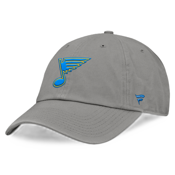 ST. LOUIS BLUES FANATICS NOTE LOGO 3D PATCH ADJUSTABLE HAT - GREY Adjustable Cap Fanatics