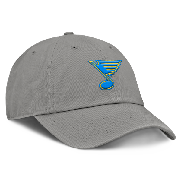 ST. LOUIS BLUES FANATICS NOTE LOGO 3D PATCH ADJUSTABLE HAT - GREY Adjustable Cap Fanatics