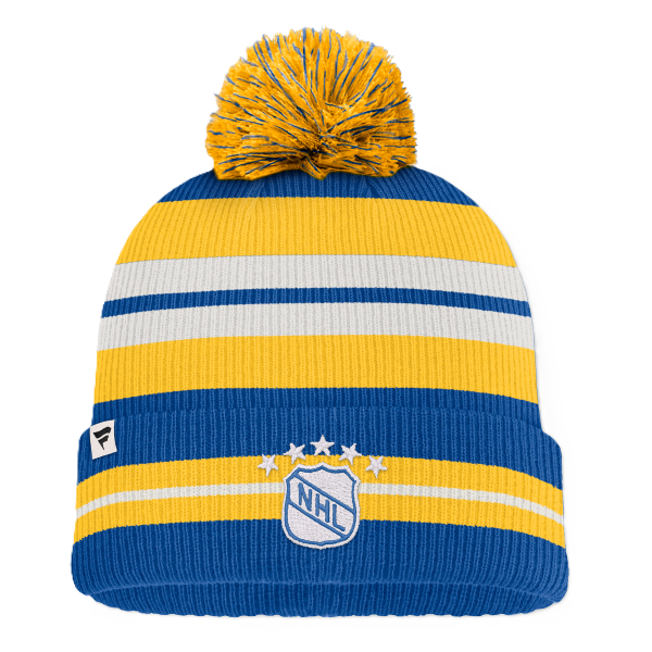 ST. LOUIS BLUES FANATICS RETRO LOGO STRIPED POM KNIT - BLUE/GOLD Knit Fanatics