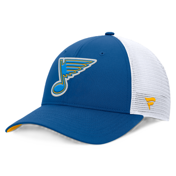 ST. LOUIS BLUES FANATICS NOTE LOGO MESH SNAPBACK - BLUE/WHITE Adjustable Cap Fanatics