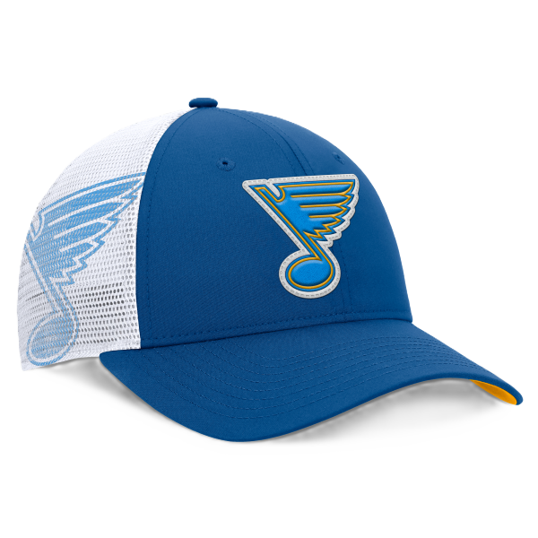 ST. LOUIS BLUES FANATICS NOTE LOGO MESH SNAPBACK - BLUE/WHITE Adjustable Cap Fanatics