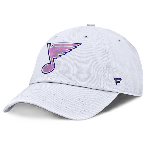 ST. LOUIS BLUES FANATICS HOCKEY FIGHTS CANCER ADJUSTABLE HAT - WHITE/PURPLE Adjustable Cap Fanatics