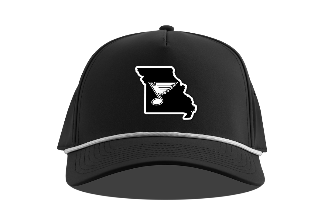 ST. LOUIS BLUES CURVED 5-PANEL ROPE SNAPBACK PRIMARY STATE NEW LOGO - Black Hat Branded Bills