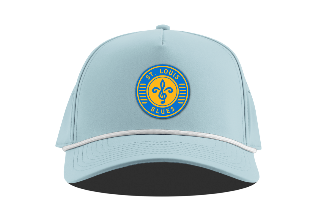 STL BLUES CURVED 5-PANEL ROPE SNAPBACK FLEUR - Blue Hat Branded Bills