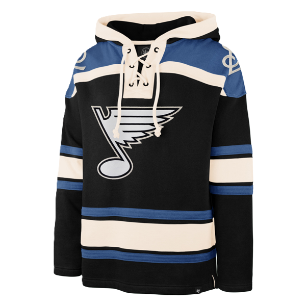 ST. LOUIS BLUES '47 BRAND NOTE LOGO SUPERIOR LACER HOODIE - BLACK/BLUE