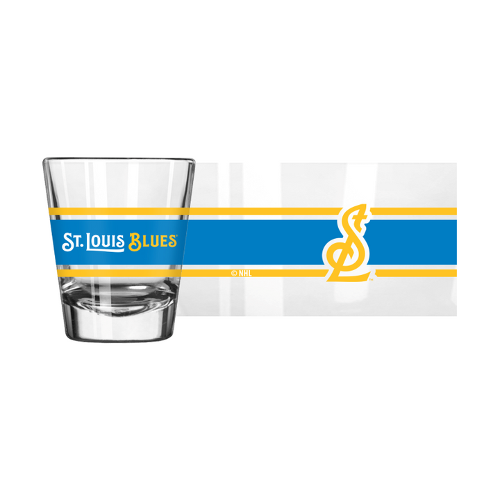 ST. LOUIS BLUES STRIPE 2 OZ. SHOT GLASS - STL LOGO Drinkware Logo Brands