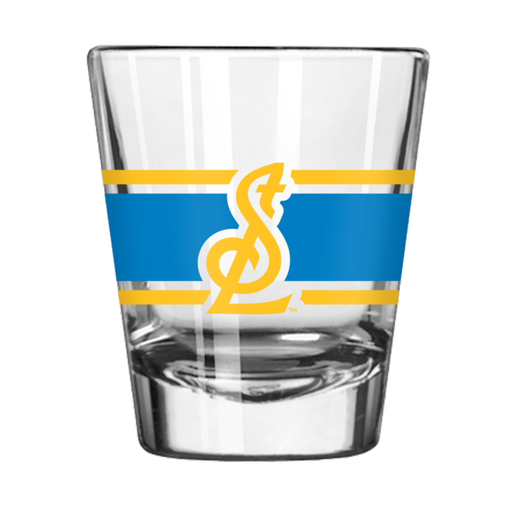 ST. LOUIS BLUES STRIPE 2 OZ. SHOT GLASS - STL LOGO Drinkware Logo Brands