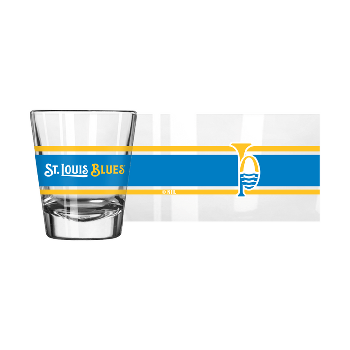 ST. LOUIS BLUES STRIPE 2 OZ. SHOT GLASS - RIVER MUSIC LOGO Drinkware Logo Brands