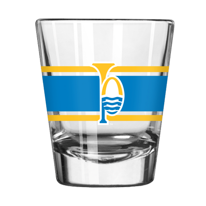 ST. LOUIS BLUES STRIPE 2 OZ. SHOT GLASS - RIVER MUSIC LOGO Drinkware Logo Brands