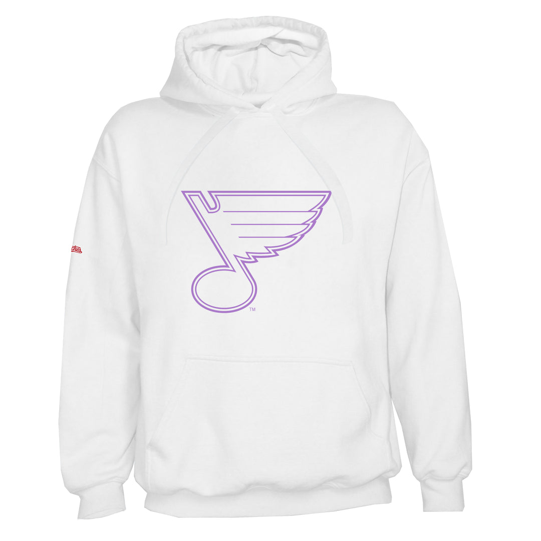 ST. LOUIS BLUES STITCHES HERITAGE FREQUENCY HOODIE - WHITE/PURPLE