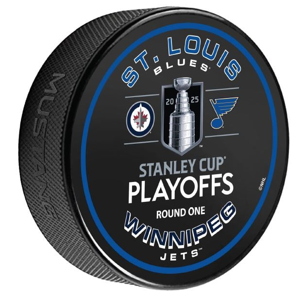BLUES 2025 FIRST ROUND MATCH UP PUCK - 3 INCHES Puck Mustang Products