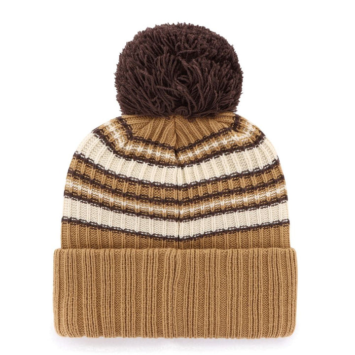 ST. LOUIS BLUES '47 BRAND WOMEN'S NOTE LOGO STRIPED POM KNIT - ESPRESSO Knit '47 Brand