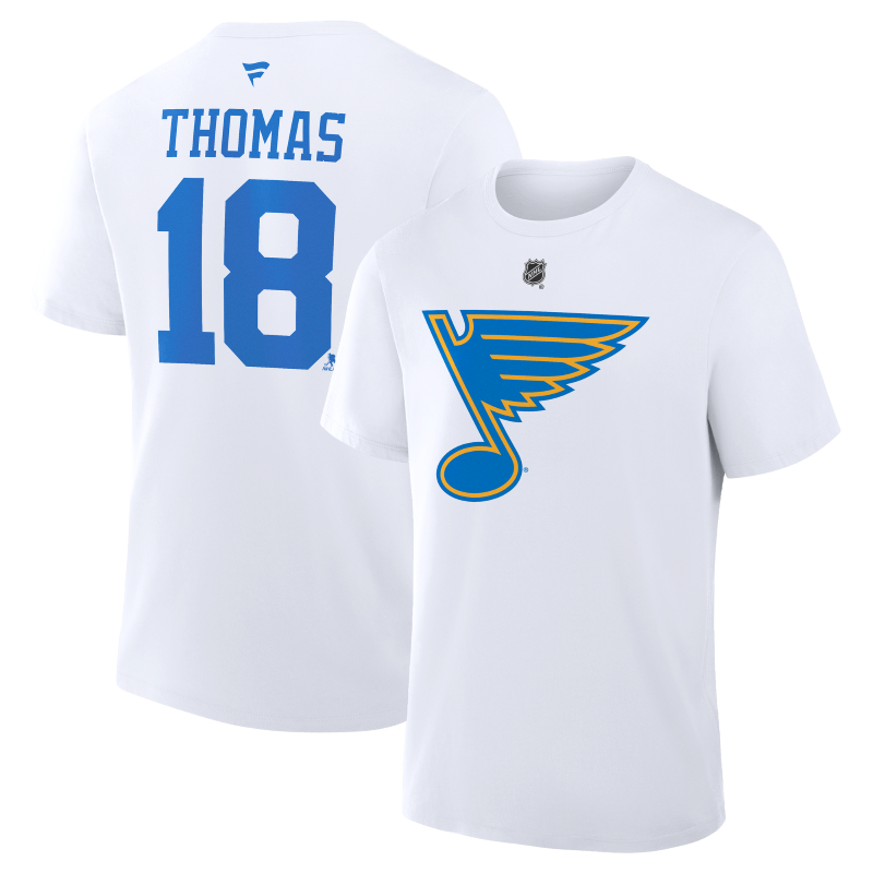 ST. LOUIS BLUES FANATICS THOMAS NAME AND NUMBER TEE - WHITE – STL