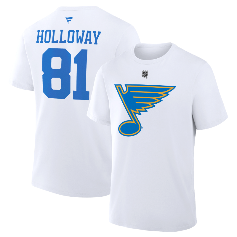 ST. LOUIS BLUES FANATICS HOLLOWAY NAME AND NUMBER TEE - WHITE