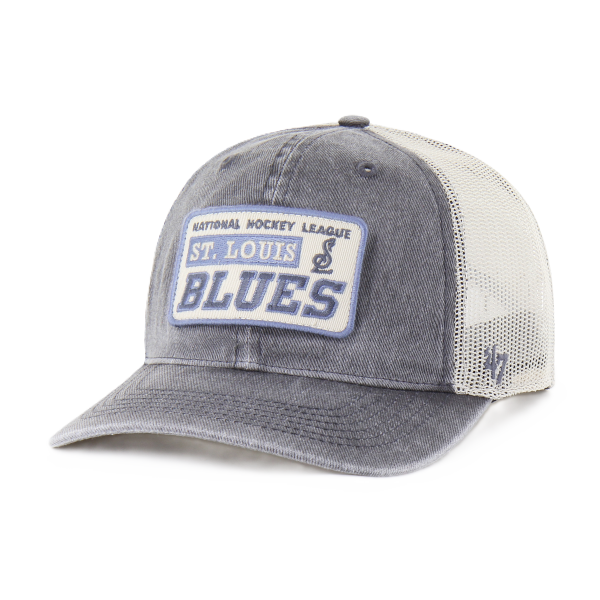 ST. LOUIS BLUES ’47 BRAND CANTEEN PATCH MESH SNAPBACK – CINDER Adjustable Cap '47 Brand
