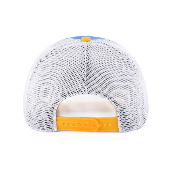 ST. LOUIS BLUES ’47 BRAND NOTE LOGO DOUBLE HEADER MESH SNAPBACK – BLUE/WHITE Adjustable Cap '47 Brand