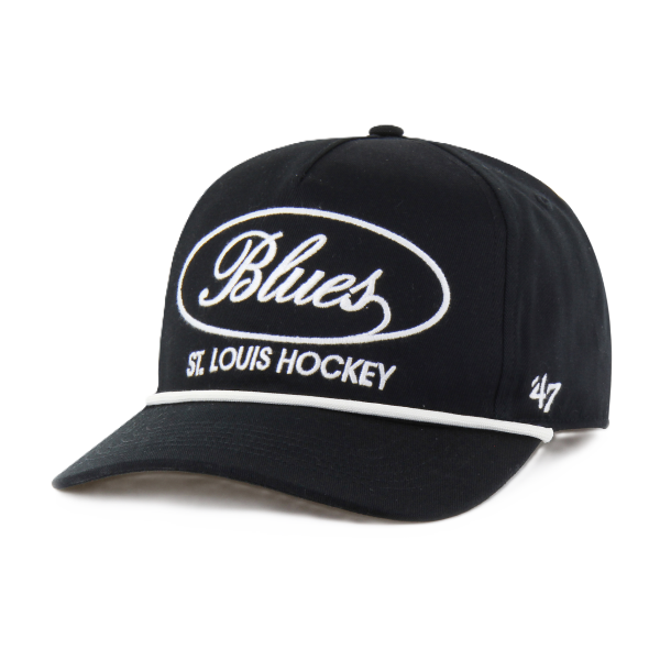 ST. LOUIS BLUES ’47 BRAND FOUNDATION HITCH ROPE SNAPBACK – BLACK Adjustable Cap '47 Brand