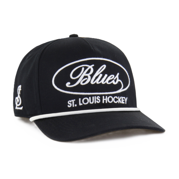 ST. LOUIS BLUES ’47 BRAND FOUNDATION HITCH ROPE SNAPBACK – BLACK Adjustable Cap '47 Brand