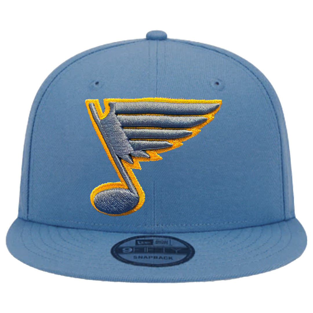 ST. LOUIS BLUES NEW ERA 5950 HERITAGE NOTE AIR FORCE BLUE LOGO POP FITTED  HAT