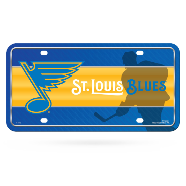 ST. LOUIS BLUES RICO STRIPE DESIGN LICENSE PLATE METAL TAG - BLUE/GOLD Novelties Rico