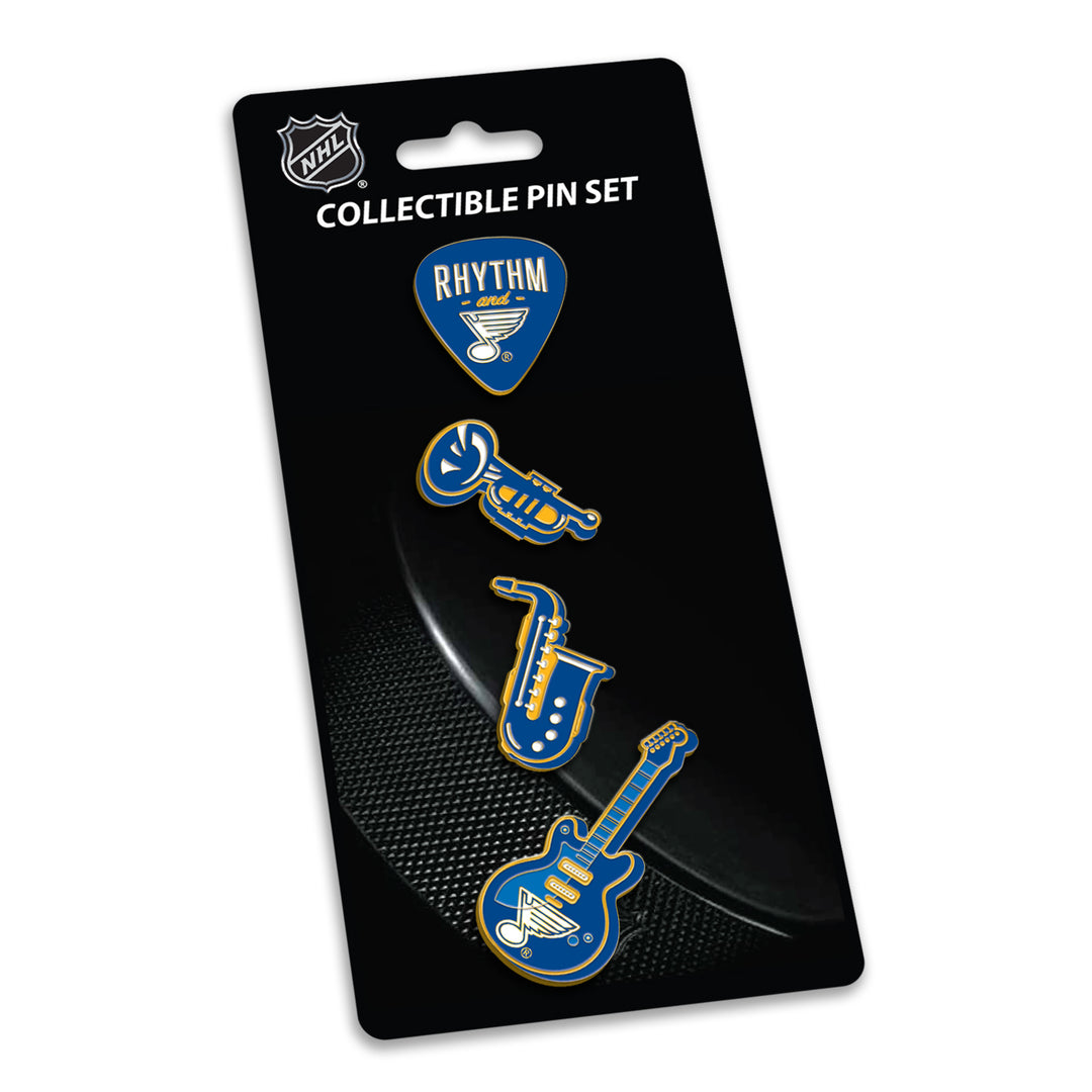 ST. LOUIS BLUES RHYTHEM AND BLUES 4 PIECE LAPEL PIN SET Lapel Pin Aminco