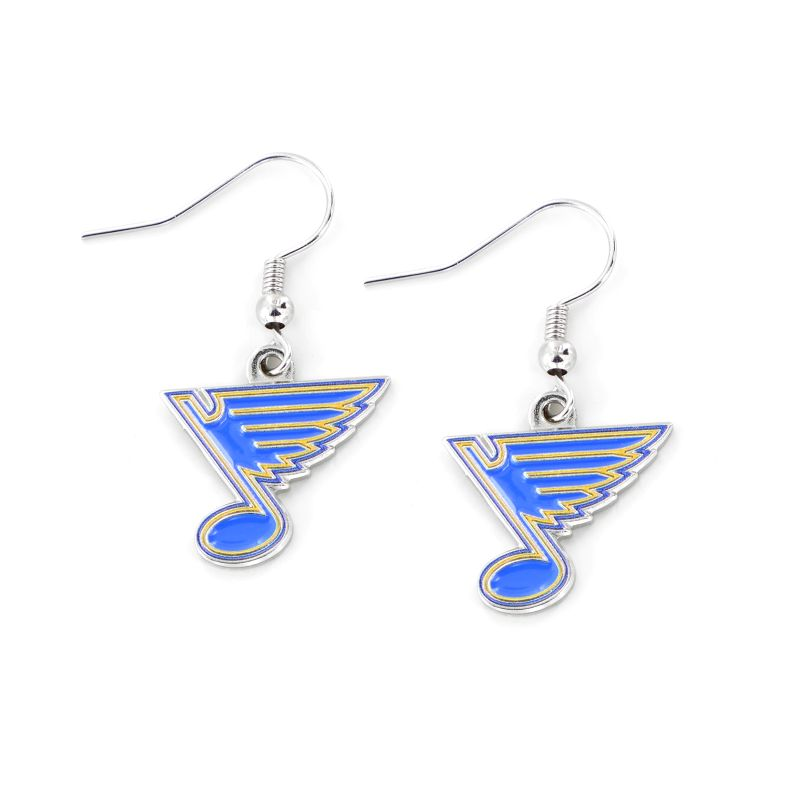 ST. LOUIS BLUES AMINCO NOTE LOGO DANGLER EARRINGS - BLUE/GOLD Jewelry Aminco