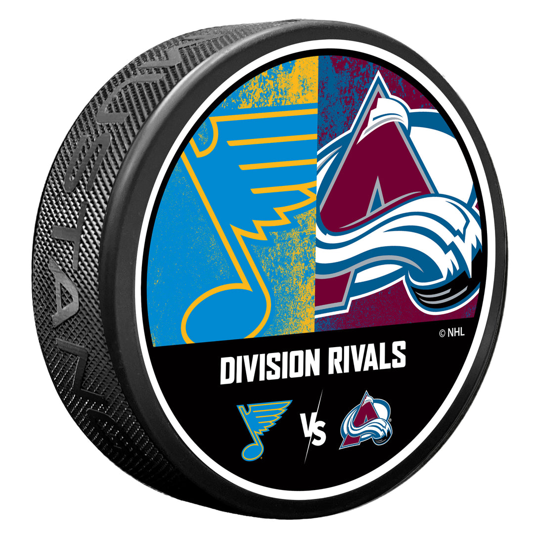 ST. LOUIS BLUES MUSTANG DIVISION RIVALS COLORADO AVALANCHE PUCK Puck Mustang Products