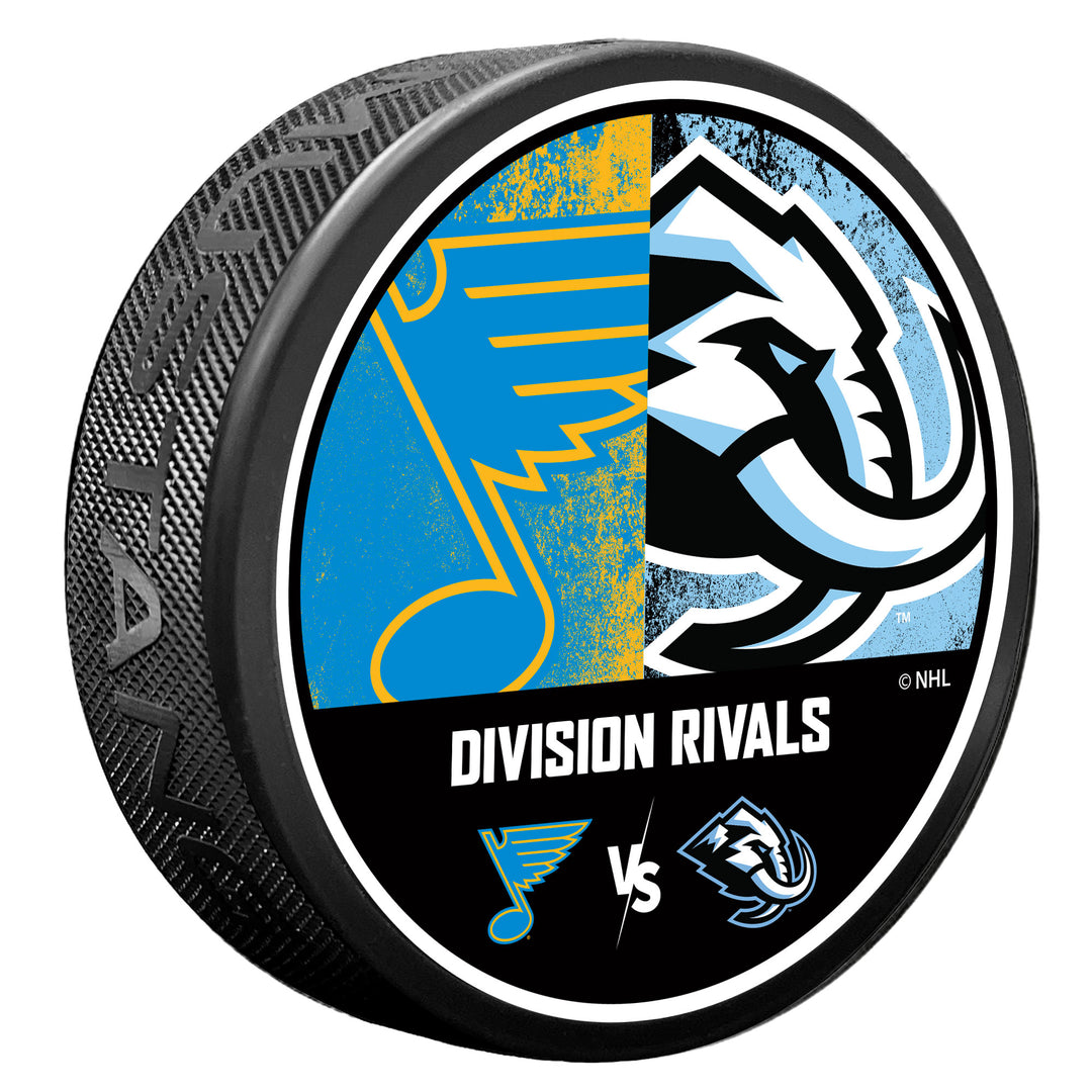 ST. LOUIS BLUES MUSTANG DIVISION RIVALS UTAH MAMMOTH PUCK Puck Mustang Products