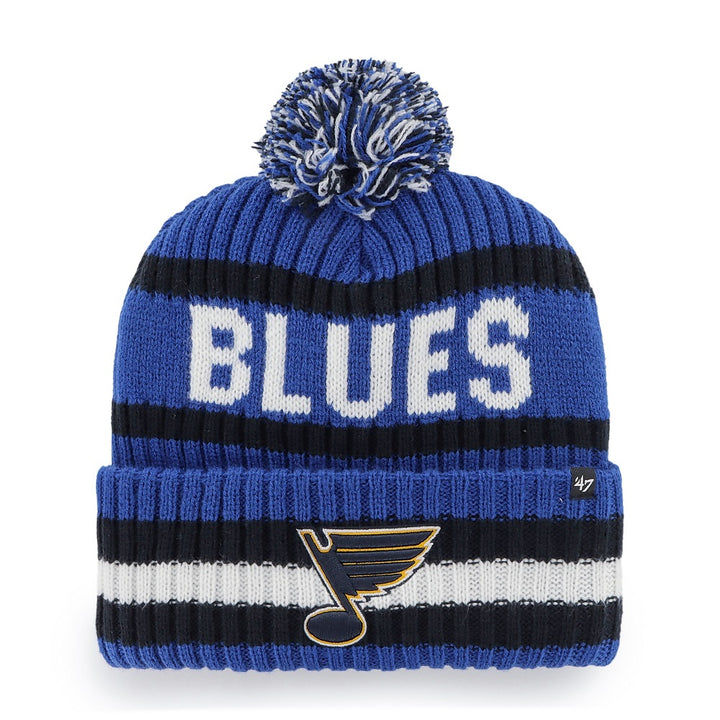 ST. LOUIS BLUES '47 BRAND NOTE LOGO STRIPED POM KNIT - ROYAL Knit '47 Brand