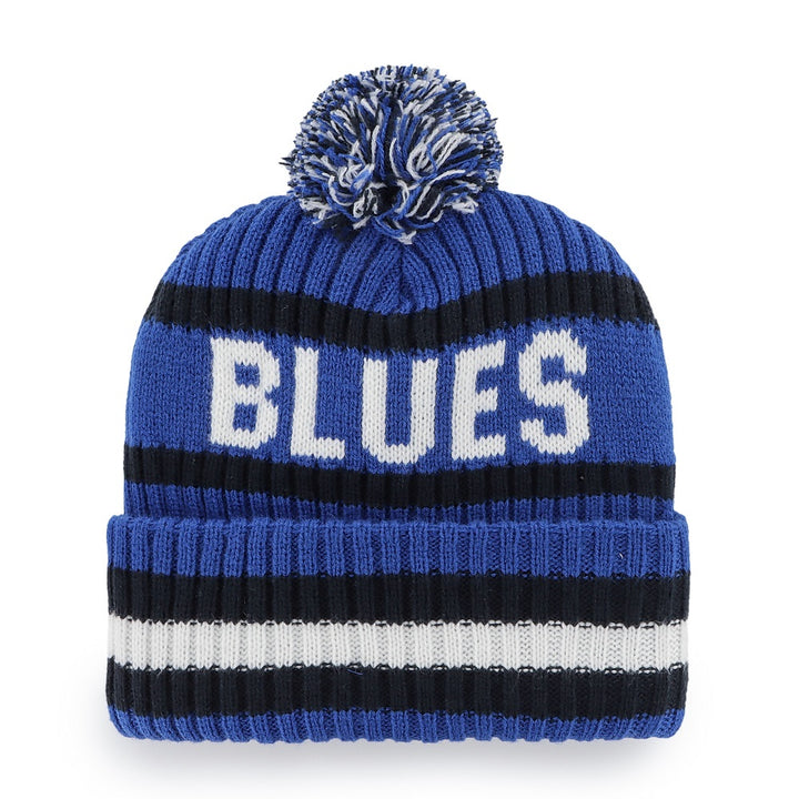 ST. LOUIS BLUES '47 BRAND NOTE LOGO STRIPED POM KNIT - ROYAL Knit '47 Brand