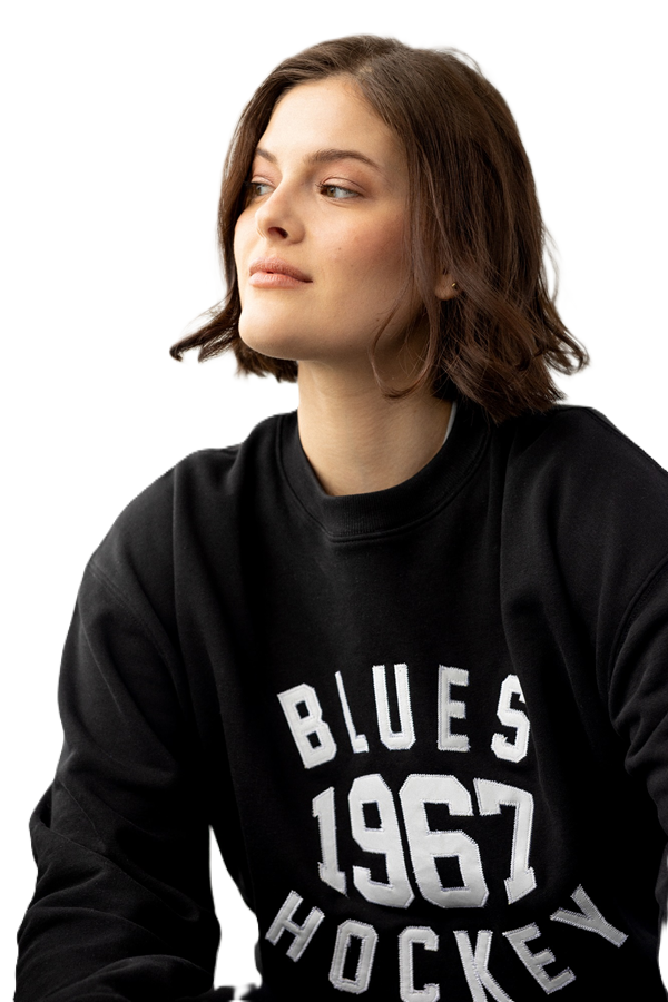 ST. LOUIS BLUES LINE CHANGE WOMEN'S NOSTALGIC CREW - BLACK Sweatshirt Line Change