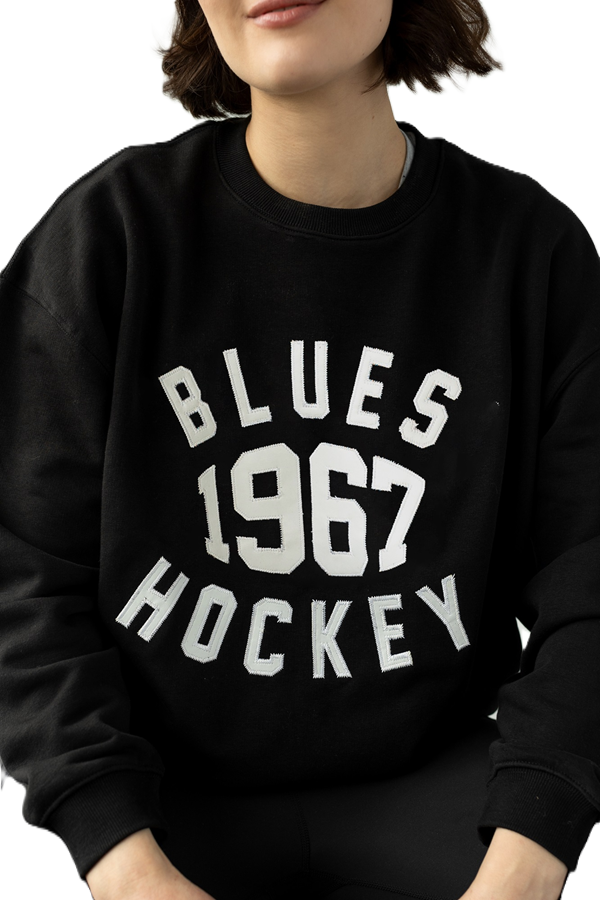 ST. LOUIS BLUES LINE CHANGE WOMEN'S NOSTALGIC CREW - BLACK Sweatshirt Line Change
