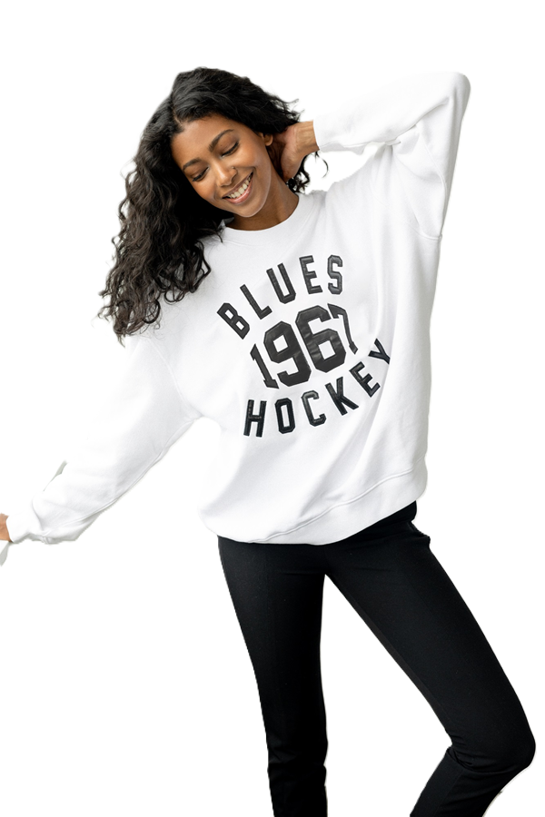 ST. LOUIS BLUES LINE CHANGE WOMEN'S NOSTALGIC CREW - WHITE Sweatshirt Line Change