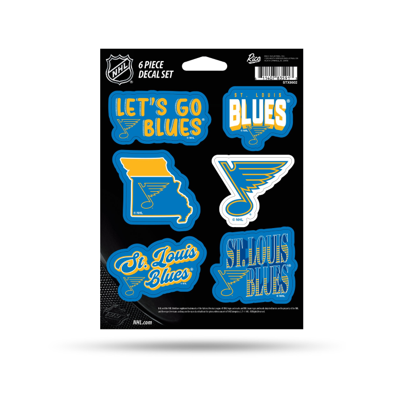 ST. LOUIS BLUES RICO 6-PIECE DECAL SET - NEW LOGO Novelties Rico