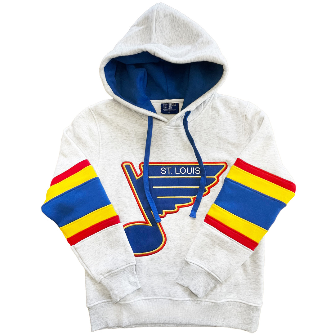 ST. LOUIS BLUES SERIES SIX JERSEY STRIPE HOODIE - GREY