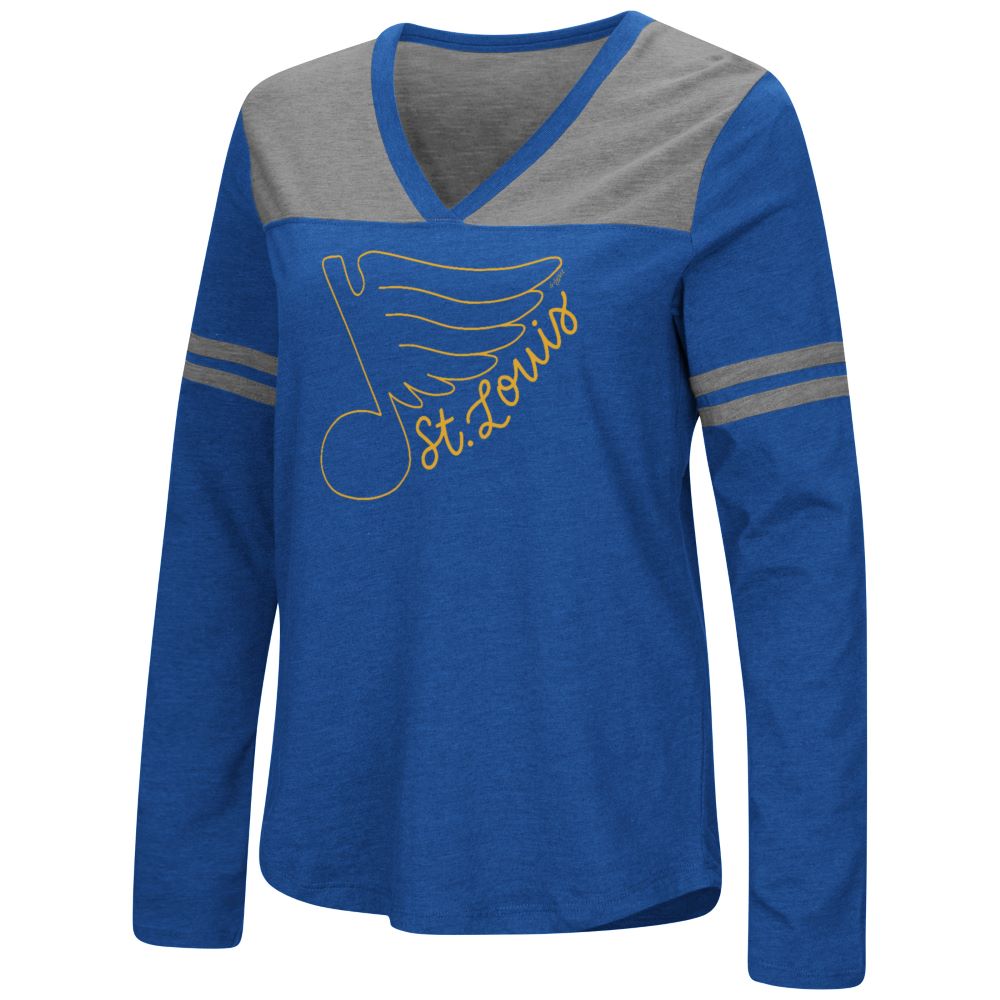 ST. LOUIS BLUES EMILY STAHL LADIES FLY NOTE LS - ROYAL/GREY T-shirt Colosseum