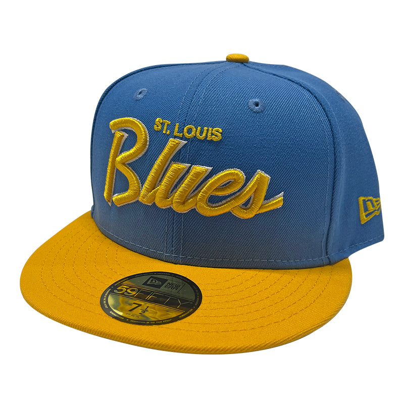 ST. LOUIS BLUES NEW ERA 5950 HERITAGE NOTE AIR FORCE BLUE LOGO POP FITTED  HAT