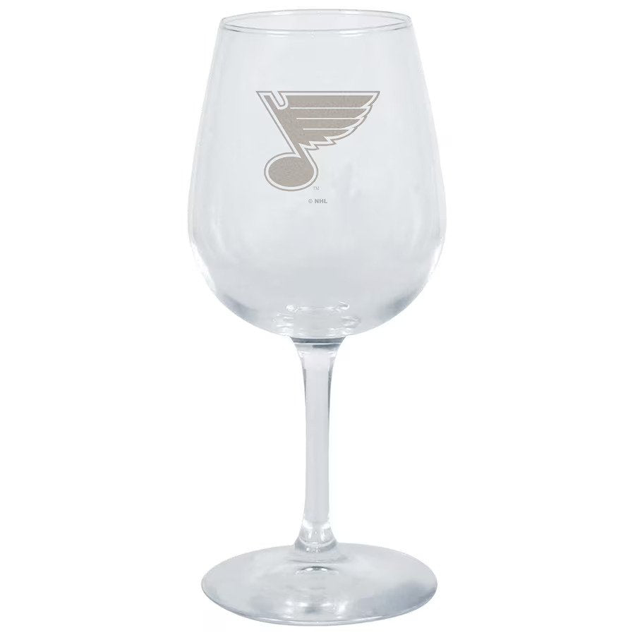 ST. LOUIS BLUES LOGO BRANDS SATIN ETCHED WINE GLASS Drinkware Boelter
