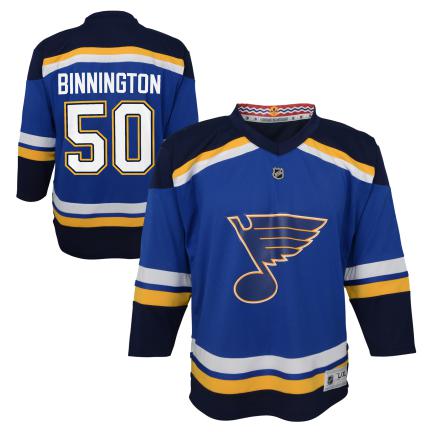 ST. LOUIS BLUES OUTERSTUFF YOUTH NHL JORDAN BINNINGTON HOME REPLICA JERSEY - BLUE - STL Authentics