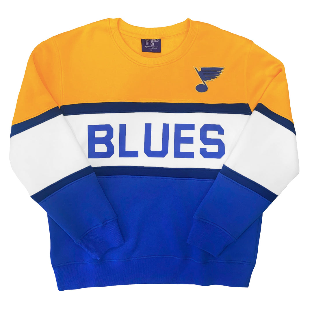 ST. LOUIS BLUES SERIES SIX OZZY STRIPED CREW - BLUE/GOLD Crewneck Sweatshirt Series Six