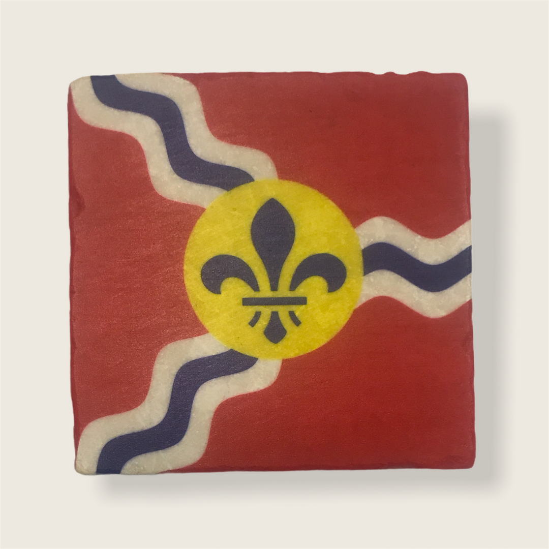 St. Louis Missouri Flag Tumbled Marble Stone Coaster Novelties Lusso
