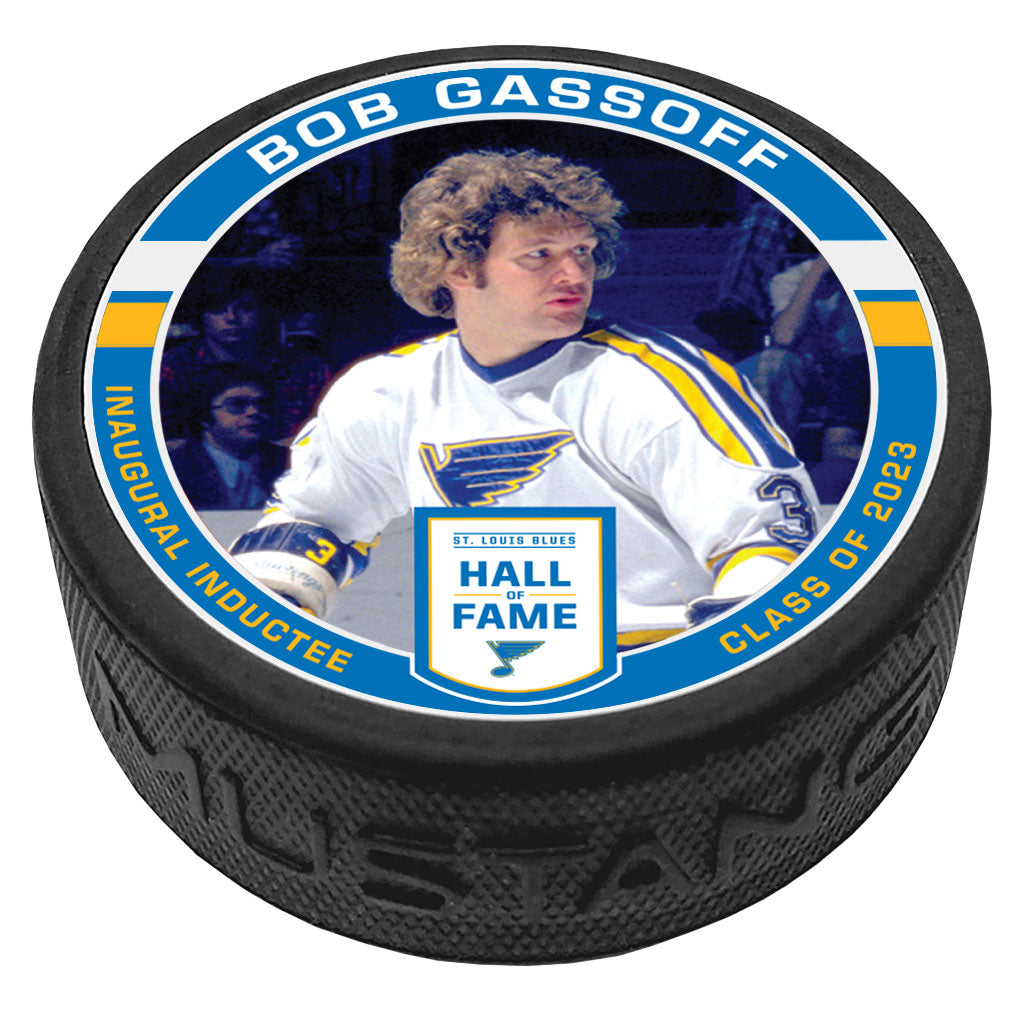 ST. LOUIS BLUES GASSOFF HALL OF FAME PUCK Puck Mustang Products
