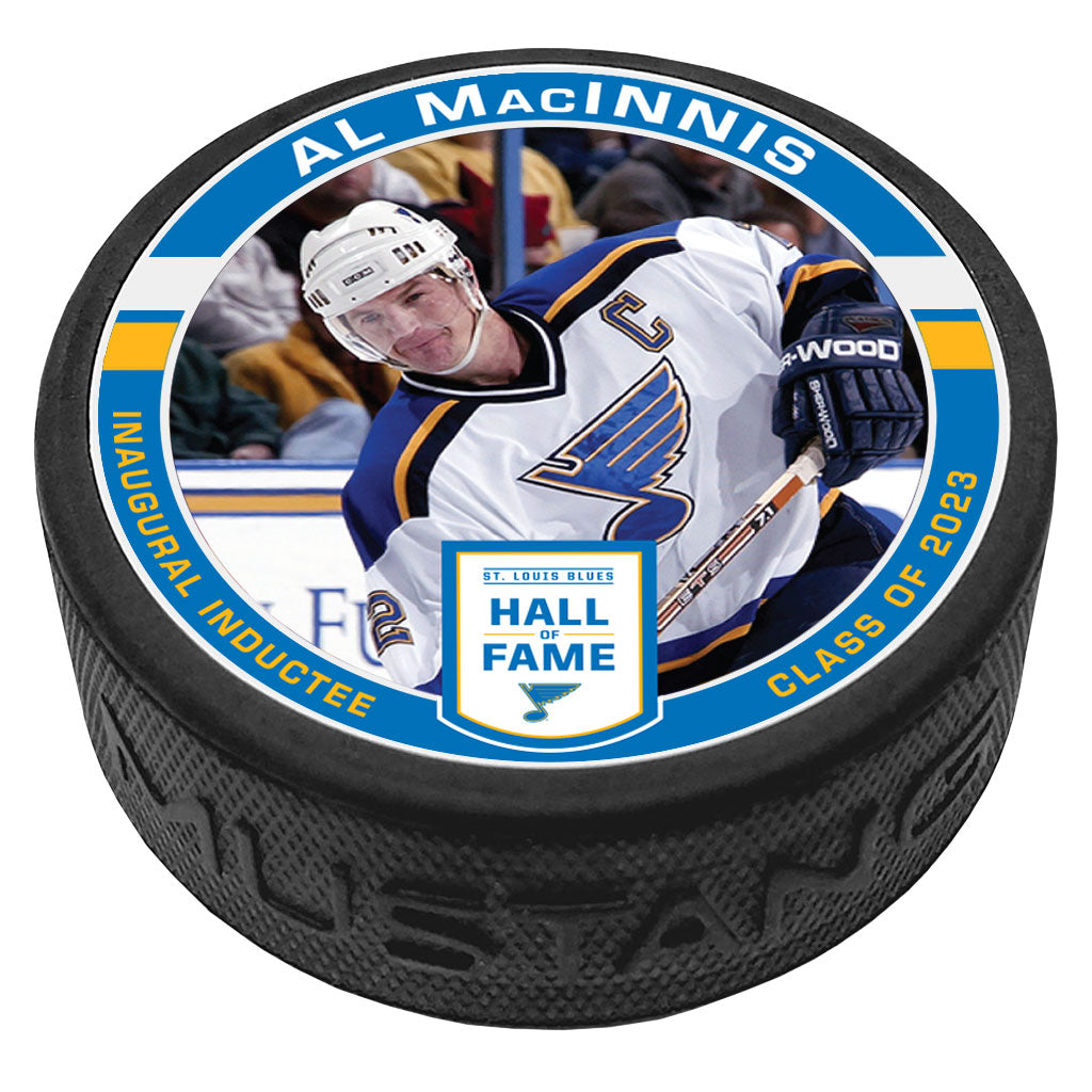 ST. LOUIS BLUES MACINNIS HALL OF FAME PUCK Puck Mustang Products