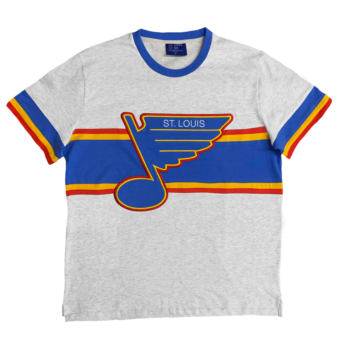 ST. LOUIS BLUES SERIES SIX OZZY2 STRIPED SHORT SLEEVE TEE - BLUE/GREY Short Sleeve Series Six